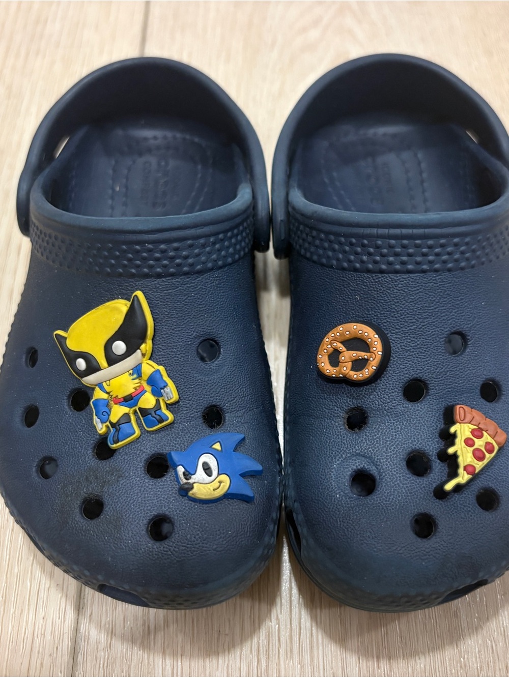 CROCS Kids Navy Blue Clogs with Character Charms